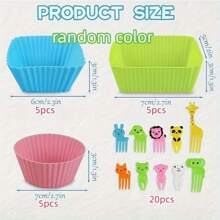 35 Piezas De Revestimientos De Silicona Para Magdalenas Con Pinchos De Frutas, Copas De Horneado Reutilizables Antiadherentes, Moldes Para Magdalenas Para Fornar Pan, Magdalenas, Gelatina, Helados - Multicolor - Ver 2