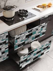 1 件 3d 馬賽克自黏廚房貼紙北歐風格防水防油光滑爐灶貼櫥櫃抽屜防髒壁紙 - 彩色 - 查看 10