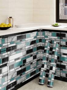 1 件 3d 馬賽克自黏廚房貼紙北歐風格防水防油光滑爐灶貼櫥櫃抽屜防髒壁紙 - 彩色 - 查看 9