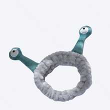 可愛卡通蝸牛造型女孩頭帶,毛絨毛巾套,洗臉固定頭髮的好幫手 - 灰&綠 - 查看 2