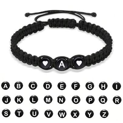 Nouveau bijou de main transfrontalier européen et américain, bracelet tissé à la main avec 26 lettres pour femmes, bracelet couple amour exquis, bracelet fête des mères, cadeau pour maman, amie, couple