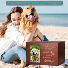 Pet Memorial Urns For Dogs Or Cats, Large Wooden Funeral Cremation Box With Photo Frame, Memory Box, Pet Bereavement Gift - Red - View 4