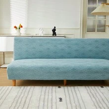 1pc Sofa Bed Cover With Wisteria Pattern, Jacquard Elastic Easy Fit, Multiple Sizes And Seasons Available, Protects Sofa From Pet'S Scratching And Dirt, Can Decorate Living Room Sofa - Blue - View 5