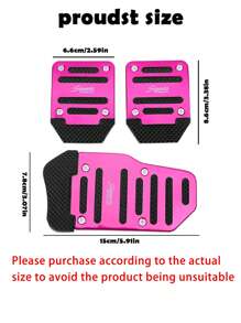 3pcs Car Universal Brake Accelerator Pedal - Dusty Pink - View 3