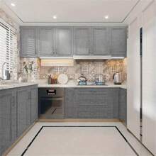 1 Roll Pvc Self-adhesive Waterproof Wallpaper For Home Decoration - Grey - View 4