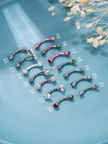 Morlyda 1 peça Jóias corporais para sobrancelha, Estudão rosado de sobrancelha Curved Barbell fofo 16G Piercing de Hélice de Aço Inoxidável para Tragus de Sobrancelha com Pingente de Bola CZ para uso diário de homens e mulheres