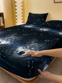 1pc Fashionable And Simple Style Printed Brushed Bedspread Dust Cover For Bedroom, Home Textile Bedding - Multicolor - View 1