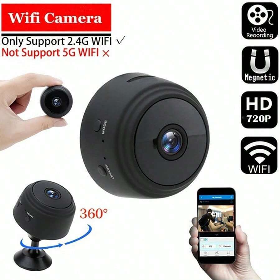 Mini HD 720P 2.4Ghz Wifi IP Camera Smart Home Video Surveillance System Support Mobile Remote View Motion Detection Alarm Notification Push Two Way Audio Infrared Night Vision Cloud Storage USB Rechargeable Battery Powered Wireless Network Camera - Black - View 1