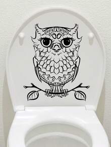 1pc owl toilet sticker wallpaper peel and stick black and white tree wallpaper removable wallpaper painted contact paper decoration - Multicolor - View 2