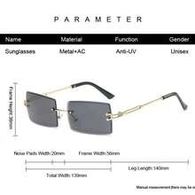 1 件装复古方形无框前沿时尚眼镜，带透明镜片，适合嘻哈或街头摄影 - 黑色 - 查看 3