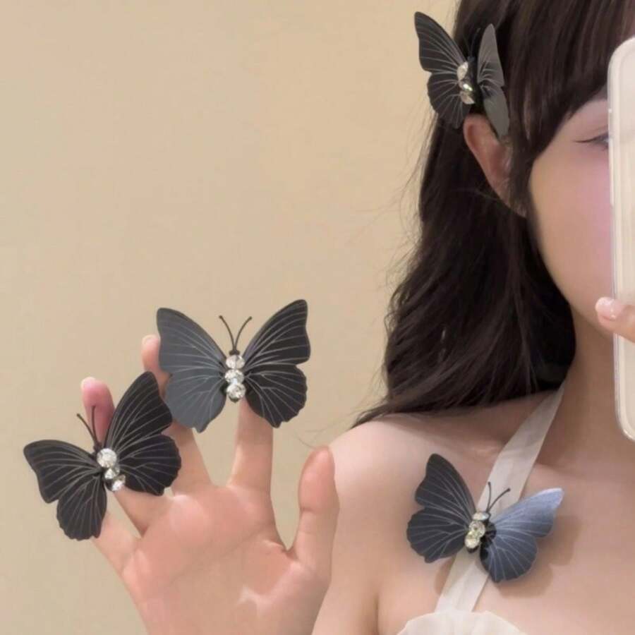 Dark Elf Butterfly Hair Clip With Atmosphere-feel For Photography, Hair Accessories For Bangs And Fringes - Black - View 1