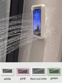 1pc Bathroom Phone Waterproof Case, Stretchable, Rotatable, For Watching Tv Shows On Phone In Shower, Toilet Etc. - White - View 1