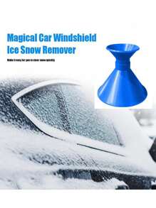 1入藍色汽車擋風玻璃錐形除雪工具,具有加油口漏斗、多功能冰刮和除雪鏟 - 藍色 - 查看 3