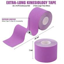 1 cuộn Băng Kinesiology 5cm X 5m, Băng thể thao đàn hồi, Băng hỗ trợ cơ Phụ kiện phòng tập Băng tập thể dục Băng thể thao - Màu tím - Xem 2