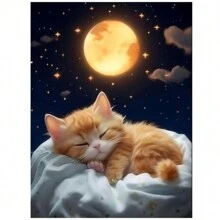 1 件套 5d 晚安 Kitty 立方體 Diy 圓形鑽石繪畫套件,適合初學者和工藝愛好者,客廳、臥室、書房和其他室內空間鑽石繪畫套件的最佳禮物和裝飾品 - 彩色 - 查看 1