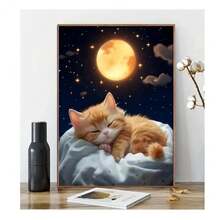 1 件套 5d 晚安 Kitty 立方體 Diy 圓形鑽石繪畫套件,適合初學者和工藝愛好者,客廳、臥室、書房和其他室內空間鑽石繪畫套件的最佳禮物和裝飾品 - 彩色 - 查看 5