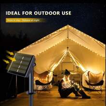 1pc50/100/200led Solar Copper Wire String Lights, Modern Waterproof Outdoor String Lights Outdoor Solar Lights - Warm White - View 3