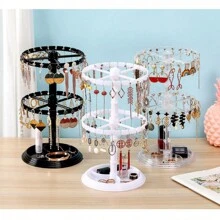 1個可旋轉的女性耳環收納盒,可展示手鐲、項鍊、髮帶和其他配件的珠寶展示架 - 彩色 - 查看 1