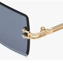 1 件装复古方形无框前沿时尚眼镜，带透明镜片，适合嘻哈或街头摄影 - 黑色 - 查看 4