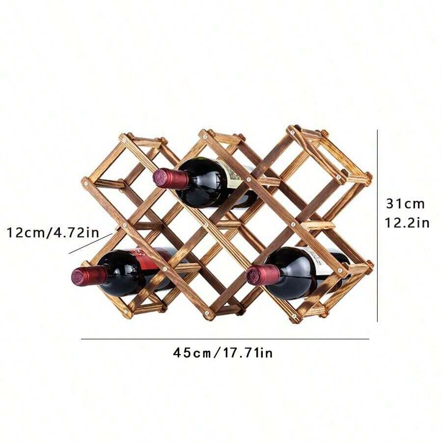 Solid Wood Modern Simple Diamondshaped Wine Rack With Cup Holder, Multifunctional Folding Pine