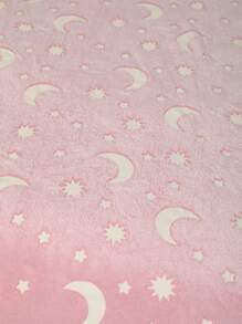 Frazada Que Brilla En La Oscuridad, Tamaño Matrimonial 180*220 cm, Manta De Franela Suave y Acogedora, Delicada y Suave Cuando Se Usa, Por Lo Que Es Ideal Para Niños y Personas Con Piel Sensible, Regalo Perfecto Para Niños y Niñas - Rosa / Media Luna - Ver 3
