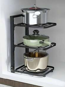 Organizador de Ollas Y Sartenes para Debajo del Gabinete y Almacenamiento, Estante de Almacenamiento de Cocina, 3 niveles - Multicolor - Ver 1