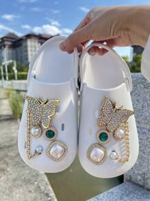 20入組全新水晶鑽石和珍珠裝飾可拆卸配件 - 金色 - 查看 3