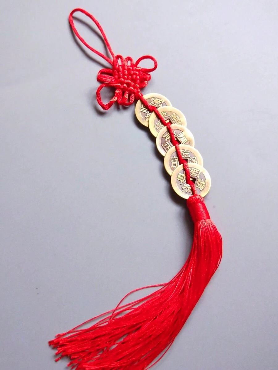 1pc Five Emperors Chinese Knot Amulet For Good Luck And Ward Off Evil, Traditional Craftsmanship - Red - View 1