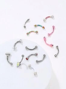 Morlyda 1 peça Jóias corporais para sobrancelha, Estudão rosado de sobrancelha Curved Barbell fofo 16G Piercing de Hélice de Aço Inoxidável para Tragus de Sobrancelha com Pingente de Bola CZ para uso diário de homens e mulheres