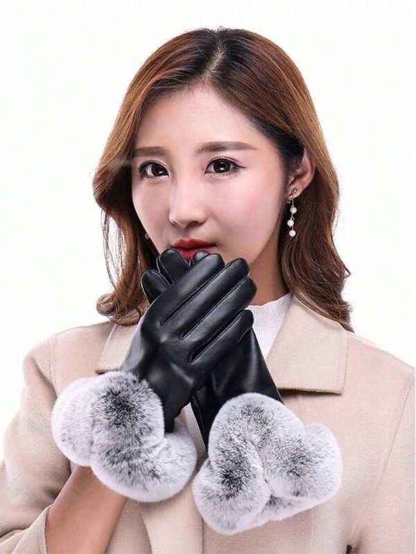 Winter Skiing Gloves, Riding Leather Gloves, Ladies' Woolen Mouth