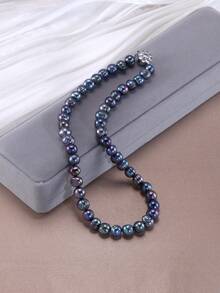 1pc Natural Pearl Sister Necklace In Gift Box, Birthday Present For Her - Round Beads - View 1