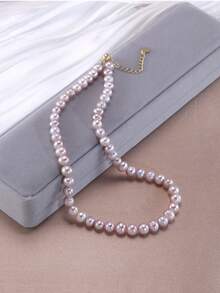 1pc Natural Pearl Sister Necklace In Gift Box, Birthday Present For Her - Round Beads - View 5