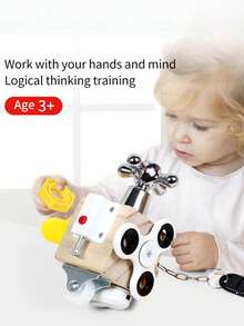 1件蒙特梭利早期服務鎖忙板2-3歲寶寶智力教學玩具忙屋 - 彩色 - 查看 3