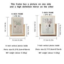 1 件木制相框 4x6/5x7 旋转画框一面可用作化妆镜，一面可作为照片，适合婚礼、朋友、家人生日礼物，双面高清玻璃可垂直展示桌面现代设计装饰化妆镜 - 原木色 - 查看 2