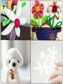 100 Piezas Limpiapipas De Chenille, Conjunto De Limpiapipas De Colore Sólido Para La Decoración De Arte Y Manualidades Hechas En Casa - Blanco - Ver 6