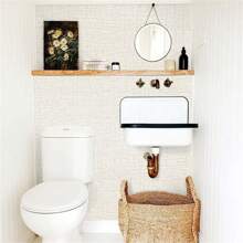 1 Roll Self-adhesive Pvc Wallpaper, Waterproof Kitchen Bedroom Wall Decoration Paper - Beige - View 3