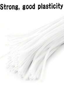 100 Piezas Limpiapipas De Chenille, Conjunto De Limpiapipas De Colore Sólido Para La Decoración De Arte Y Manualidades Hechas En Casa - Blanco - Ver 3
