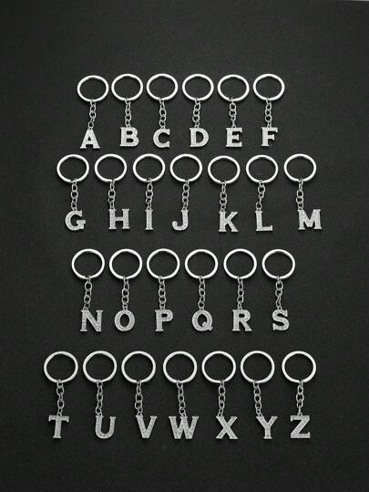 1 件时尚简约风格合金镂空水晶 26 个英文字母钥匙扣，男女通用个性化可爱配饰纪念品汽车配件包饰背包学校哥特 Y2k 圣诞礼物创意包挂绳带身份证夹汽车配件包饰
