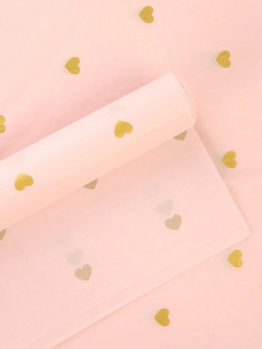 10张彩色心形装饰礼品包装纸 - 粉色 - 查看 1