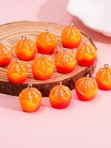 12入組食物和飲品形狀diy珠寶吊墜套裝,用於製作項鍊,耳環,鑰匙扣和其他配件 - 立體橘子 - 查看 3