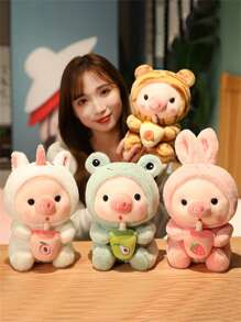 可愛的小豬毛絨娃娃玩具,超級可愛的睡覺伴侶,適合作為生日、情人節、新年的禮物,送給朋友/家人 - 白色 - 查看 6