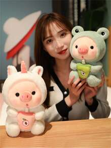 可愛的小豬毛絨娃娃玩具,超級可愛的睡覺伴侶,適合作為生日、情人節、新年的禮物,送給朋友/家人 - 白色 - 查看 7