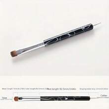 1pc French Half Round Dual-End Nail Art Brush & Rhinestone Picker Nail Tool - Black - View 5