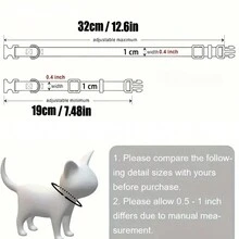 1pc 1.0 Blue Pet Collar With Cloth, Bell And Paw Print Decoration, Suitable For Cats And Dogs - Royal Blue - View 2