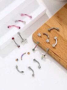 Morlyda 1 peça Jóias corporais para sobrancelha, Estudão rosado de sobrancelha Curved Barbell fofo 16G Piercing de Hélice de Aço Inoxidável para Tragus de Sobrancelha com Pingente de Bola CZ para uso diário de homens e mulheres