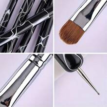 1pc French Half Round Dual-End Nail Art Brush & Rhinestone Picker Nail Tool - Black - View 7