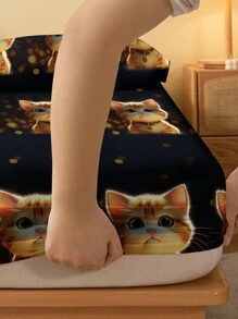 1 件时尚简约印花床笠套，带防尘封口，适用于卧室/家纺床上用品 - 彩色 - 查看 6