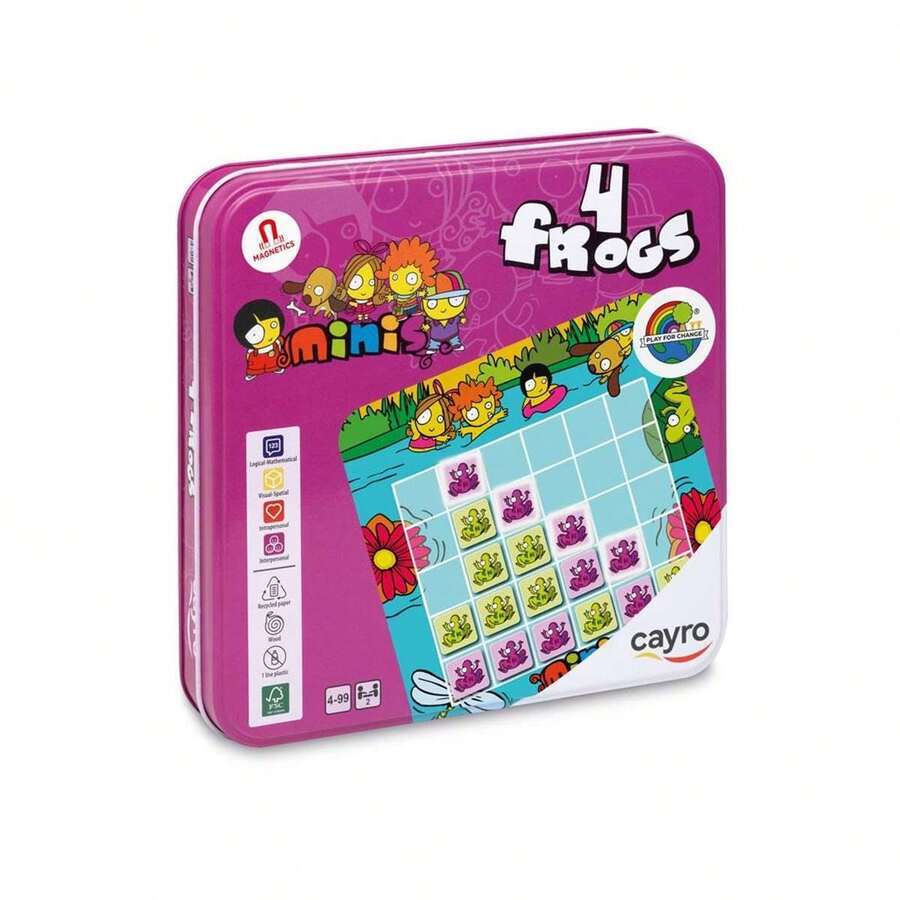 Juego 4 Frogs de madera en caja de metal. 8 piezas, 2 jugadores. 19x19x3,5cm ✅ Entrega 24/48h a España (península) - Juegos de Mesa para Niños - Cayro - Ref. 777 - Multicolor - Ver 1