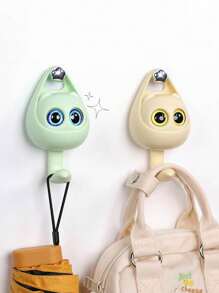 1 件卡通創意閃爍貓鉤適用於可愛杏仁餅形狀無痕衣服、帽子和雜項。收納掛鉤 - 粉色 - 查看 5