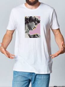 Camiseta Hombre Aesthetic Arte Estampado Diseño de Moda Moda Cosmica - Blanco - Ver 3